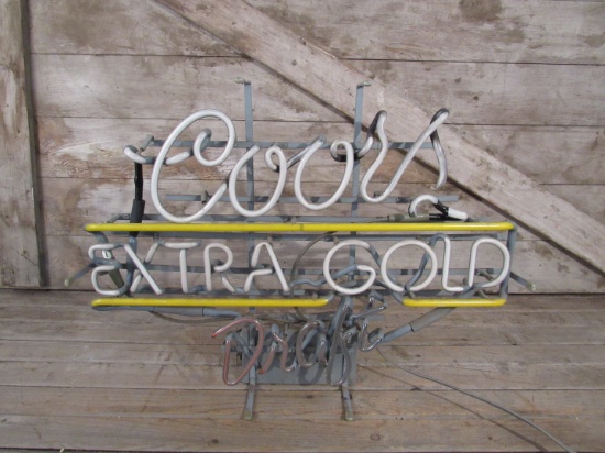 Vintage Coors Extra Gold Draft Beer Neon Sign