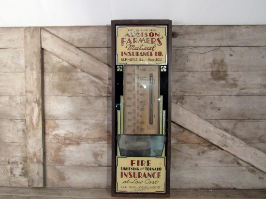 Vintage Farmers Mutual Insurance Thermometer & Barometer