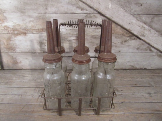 Vintage Standard Oil Bottles and Metal Crate