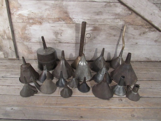 Vintage Metal and Tin Funnels
