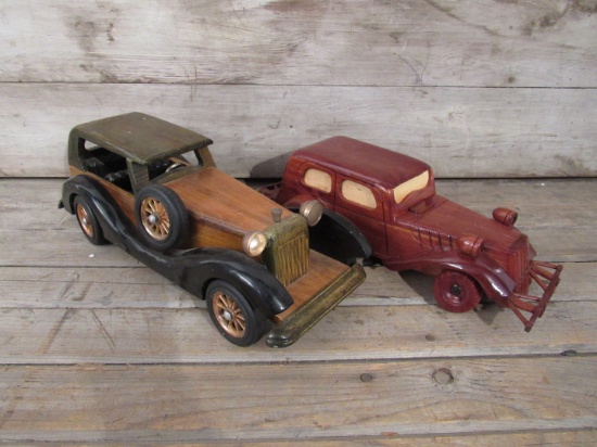 2 Wooden Decorative Cars