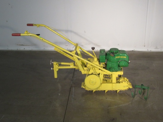 John Deere Yellow and Green Tiller