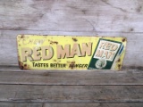 Vintage Red Man Chew Tobacco Metal Sign