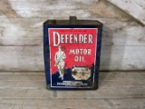 Vintage Defender 2 Gallon Empty Oil Can