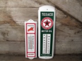 2 Texaco Metal Replica Thermometers