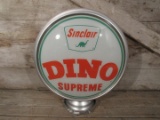 Vintage Sinclair Dino Supreme Gasoline Gas Pump Glass and Metal Globe