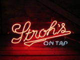 Vintage Strohs Beer On Tap Lighted Neon Clock