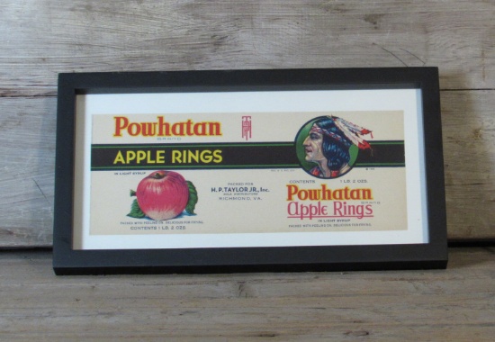 Framed Powhatan Apple Rings Advertising Label