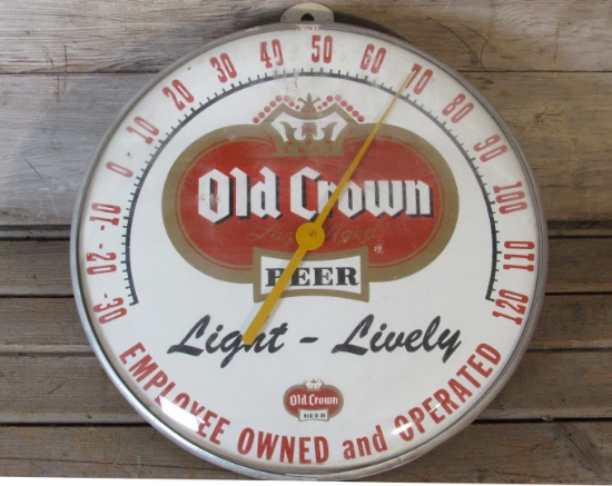 Vintage Old Crown Beer Thermometer USA