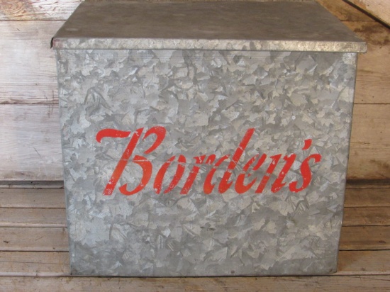 Vintage Bordens Dairy Galvanized Steel Cooler