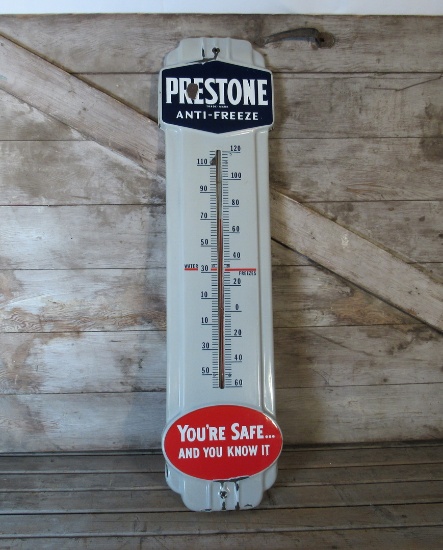 Vintage Porcelain Prestone Anti-Freeze Thermometer