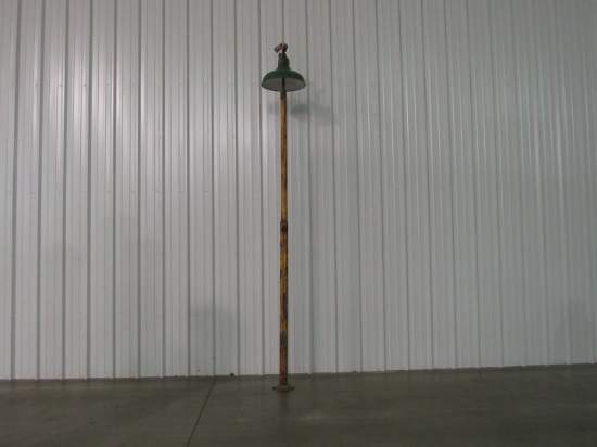 Vintage Gas Station Island Fluted Pole with Porcelain Light. LOCAL PICKUP ONLY.