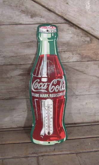 Vintage Coca Cola Advertising Bottle Sign Thermometer