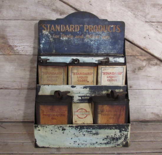 Vintage Standard Gloss and Oil Cans Display LOCAL PICKUP ONLY