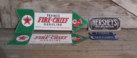 Replica Magnetic Restroom Signs, Texaco Signs and Hershey's Chocolate Sign Metal/Tin