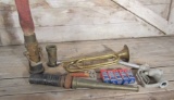 Vintage Ford Spark Plugs, Gas & Fire Hose Knozzles, Coca Cola Ice Pick and Bugle Horn