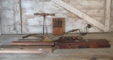 Vintage lot of Wood Levels, Drill Bits and Tape Measures