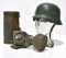 WWII German Army Helmet with Gas Mask and Canister