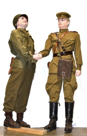WWII U.S. Army and Soviet Army Soldiers Meeting at the Elbe River