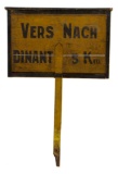 WWII Belgium Vers Nach Wood Road Sign - Salvaged from the Ardennes Battlefield