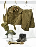 WWII Polish Army Service Uniform with Pouch, Helmet, Leggings and Leather Boots