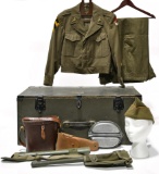 WWII U.S. Army Service Uniform, Footlocker and Memorabilia