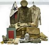 Collection of WWII U.S. Army Uniform, Footlocker, Memorabilia