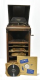 U.S. Civilian Gramophone, 75rpm with Collection of Audio Records