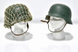 Lot of 2 WWII German Military Helmets - One with Camouflage Netting