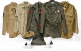 WWII U.S. Marine Corps Service Shirts, Jacket with Service Ribbons, Overcoat, Field & Garrison Caps