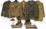 WWII U.S. Army Service Jackets with Service Ribbons and Medals, Marine Corps Garrison Cap