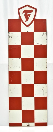 Firestone Tires Masonite Red & White Checkered Flag Sign. Aviation? Vintage Racing?