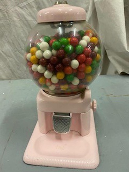 Professionally Restored Pink Porcelain Gumball Coin Operated Vending Machine