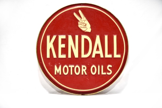 Kendall Motor Oils Embossed Plastic Lighted Sign Panel