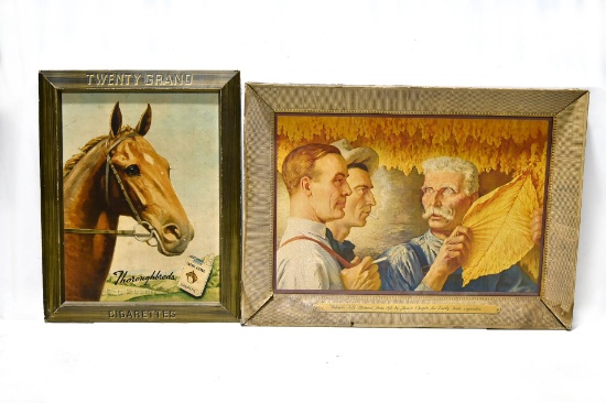 Lot of 2 Twenty Brand & Lucky Strike Tobacco Advertising Cardboard Signs