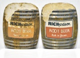 Lot of 2 Richardson Die Cut Single-Sided Tin Root Beer Barrel Signs