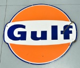 6' GULF Oil SSP Porcelain Gas Service Station Sign
