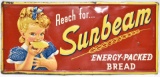 1954 Reach For Sunbeam Energy Packed Bread Embossed Tin Sign