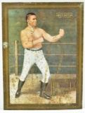 Early John L Sullivan Boxing Hohenadel Beer Tin Over Cardboard Litho Self Framed Sign