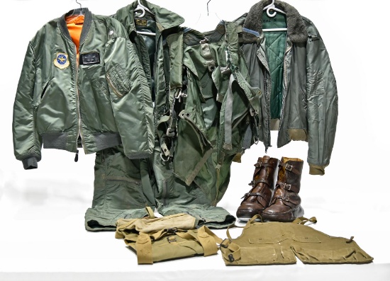 Cold War U.S. Air Force Uniform Flight Jackets, Flight Suit, Flight Boots and Tool Pouches