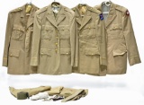 Lot of WWII U.S. Army Service Jackets, Shirts with Rank, Service and Unit Patches, Trousers
