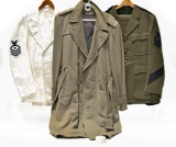 Collection Lot of WWII U.S. Military Service Jacket, Navy Jumper and an Overcoat