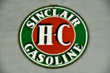 6' H-C Sinclair Gasoline DS Porcelain Gas Station Sign with Frame