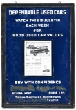 Early Dodge Brothers Motorcars Dependable Used Cars Bulletin Tin with Wood Frame Sign