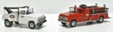 Lot of 2 Tonkas: Tonka #18 Wrecker Toy Tow Truck & Tonka #5 Fire Trucker Pumper Toy Truck