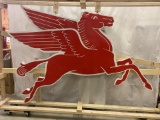 1961 Right Facing 9' Mobil Pegasus Porcelain Gas Station Sign