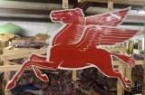 1961 Left Facing 9' Mobil Pegasus Porcelain Gas Station Sign