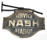 Early NASH Automobile Dealership Service Station Smaltz Flange Sign with Original Bracket
