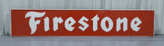 Firestone Tire Embossed Tin Advertising Sign