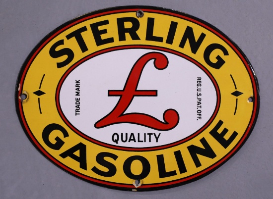 Sterling Gasoline SSP Porcelain Gas Pump Plate Sign